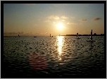 Krajobraz, Jezioro, Windsurfing