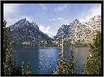 Jezioro, Góry, Drzewa, Jeeny Lake, Wyoming