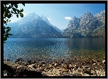 Jezioro, Kamienie, Góry, Jeeny Lake, Wyoming