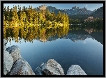 Jezioro, Góry, Las, Kamienie