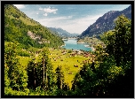 Jezioro, Góry, Las, Wieś