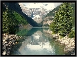 Jezioro, Kamienie, Góry, Lasy, Louise, Kanada