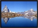 Jezioro, Góry, Odbicie, Matterhorn, Szwajcarja