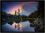 Szwajcaria, Pontresina, Jezioro Lago Nero, Góry Alpy Szwajcarskie, Drzewa, Odbicie, Kamienie