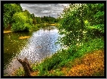 Jezioro, Park, Nostell, Anglia
