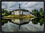 Jezioro, Dom, Drzewa, Niebo, Odbicie