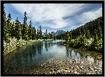 Jezioro Mount Lorette Ponds, Las, Góry Canadian Rockies, Kananaskis Country, Prowincja Alberta, Kanada