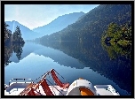 Jezioro, Las, Odbicie, Rower, Wodny