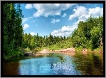 Jezioro, Drzewa, Słoneczna, Pogoda