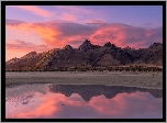 Jezioro, Wielkie Jezioro Słone, Great Salt Lake, Góry Wasatch, Zachód słońca, Stan Utah, Stany Zjednoczone
