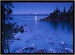 Jezioro, Kamienie, Drzewa, Noc, Tahoe, Kalifornia
