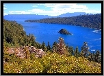 Jezioro, Wysepka, Lasy, Tahoe, Kalifornia