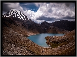 Nowa Zelandia, Jezioro, Tama Lake, Park Narodowy Tongariro, Góry, Chmury