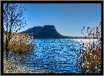 Jezioro, Suche, Trawy, Wzgórza