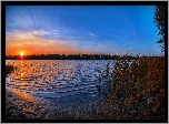 Jezioro, Szuwary, Wschód, Słońca