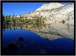 Stany Zjednoczone, Stan Kalifornia, Park Narodowy Yosemite, Jezioro Yosemite Lake, Góry, Drzewa