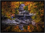 Stany Zjednoczone, Wirginia Zachodnia, Park Stanowy Babcock, Młyn, Jesień, Kamienie