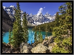 Park Narodowy Banff, Jezioro Moraine, Las, Drzewa, Góry, Alberta, Kanada