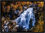 Kanada, Ontario, Inglis Falls, Wodospad, Skały, Jesień, Drzewa, Pożółkłe, Liście