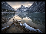 Kanada, Jezioro Mistaya Lake, Zima, Góry