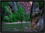 Stany Zjednoczone, Stan Utah, Park Narodowy Zion, Kanion Zion Narrows, Skały, Kamienie, Rzeka, Virgin River