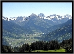 Kanisfluh, Austria, Ośnieżone, Góry, Dolina, Drzewa
