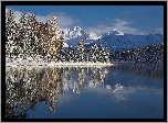 Jezioro Kidelyu, Lasy, Drzewa, Zima, Góry, Ałtaj, Rosja