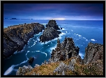 Morze, Klify, Skały, Donegal, Irlandia Północna, Wybrzeże