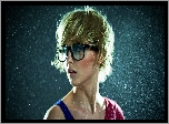 Kobieta, W Deszczu, Okulary, Zbliżenie