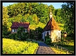 Kościół, Dom, Droga, Las