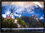 Kościół, Zamek, Góry, Las, Słowenia