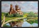 Kościół, Cerkiew, Dróżki, Staw, Odbicie