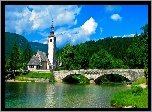 Most, Jezioro Bohinj, Kościółek św. Jana, Gmina Bohinj, Słowenia