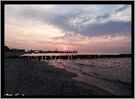 Krajobraz, Morze, Plaża, Zachód Słońca, Molo