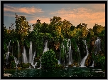Wodospady Kravica, Rzeka, Drzewa, Roślinność, Bośnia i Hercegowina