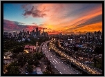 Kuala Lumpur, Miasto, Droga, Zachód, Słońca
