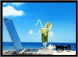 Laptop, Drink, Okulary, Morze, Lato