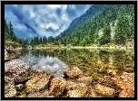 Góry, Las, Jezioro, Skały, Mercantour, Park Narodowy, Francja