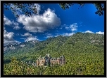 Las, Góry, Hotel, Chmury