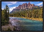 Park Narodowy Banff, Góry, Drzewa, Las, Rzeka, Bow River, Prowincja Alberta, Kanada