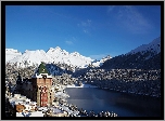 Góry, Lasy, Jezioro, Hotel, Badrutts Palace, St.Moritz