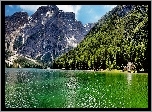 Góry, Lasy, Jezioro, Kościółek, Lago di Carezza, Włochy