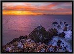 Latarnia morska Nugget Point, Morze, Skały, Region Otago, Nowa Zelandia
