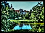 Zamek Pruhonice, Miejscowość Pruhonice, Czechy, Park, Staw