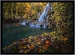 Wodospad, Kaskada, Cascades de tufs, Baume Les Messieurs, Departament Jura, Francja