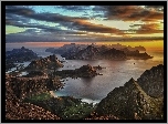 Lofoty, Norwegia, Archipelag, Morze, Niebo