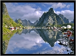 Lofoty, Góry, Morze, Reine