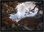 Jesień, Góry Andy, Park Narodowy Los Glaciares, Drzewa, Gałęzie, Kamienie, Patagonia, Argentyna