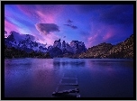 Chile, Patagonia, Masyw górski Torres del Paine, Góry, Jezioro, Zniszczony, Pomost, Park Narodowy Torres del Paine