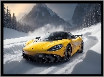 Zima, Góry, Auto, Mclaren, Droga, 3D